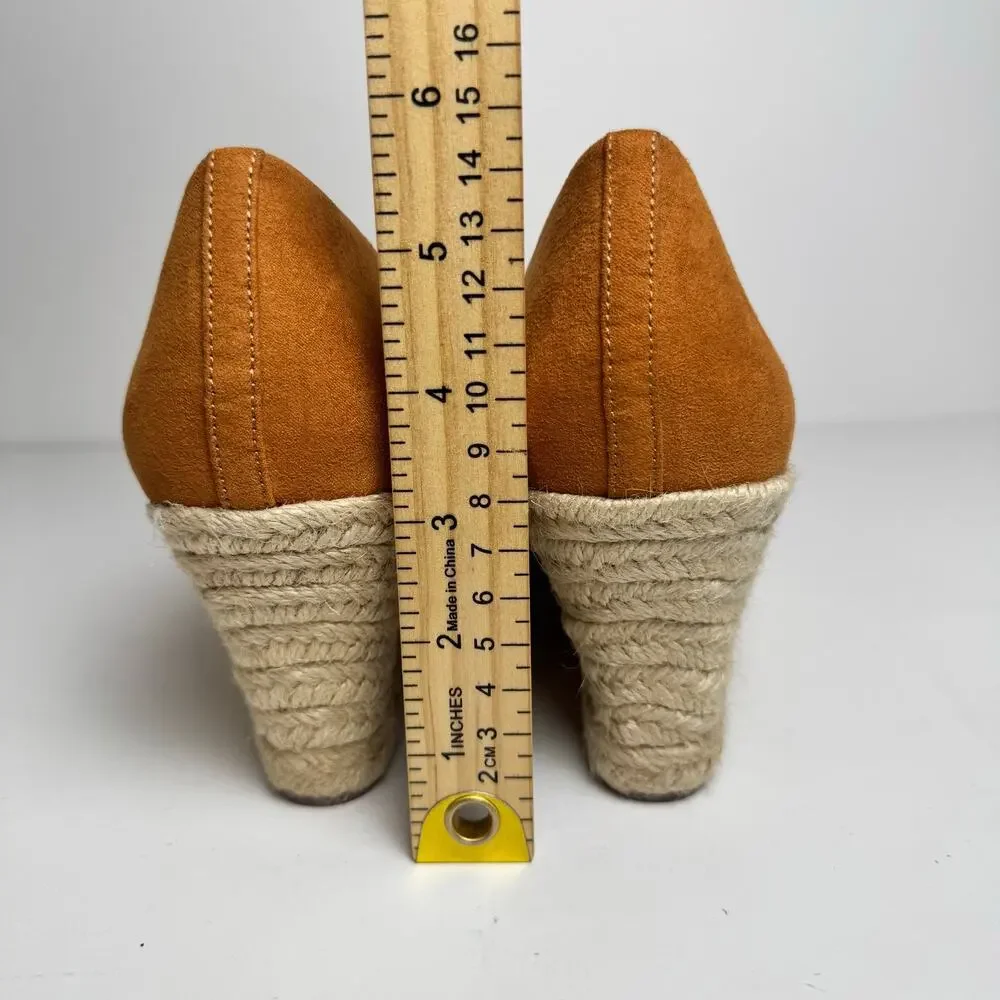 J.Crew Espadrille Wedge Heels Women’s 10.5 Camel Suede Comfort Shoes BY142
